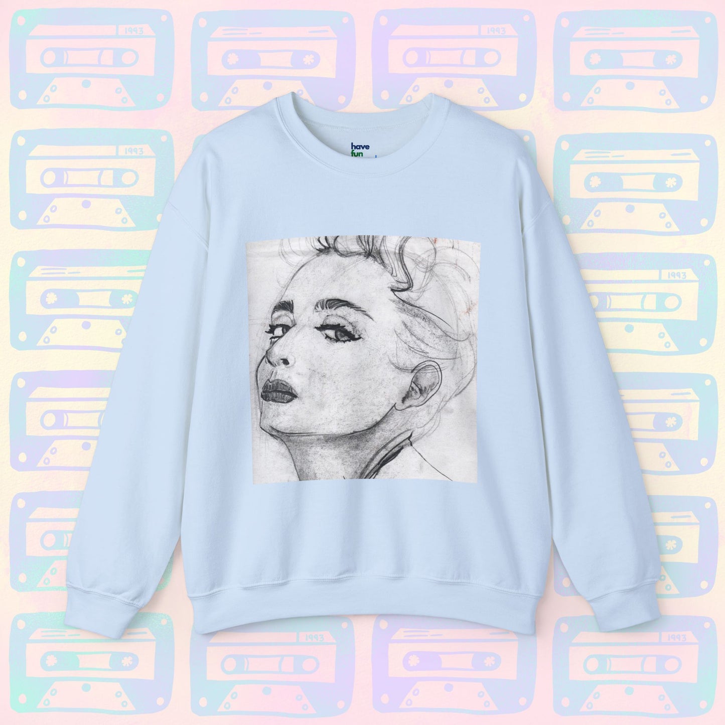Living in a Material Sweatshirt 💋 | Unisex Heavy Blend™ Crewneck Sweatshirt - Sweatshirt | A quirky, joy-filled design from Have Fun Spread Joy.