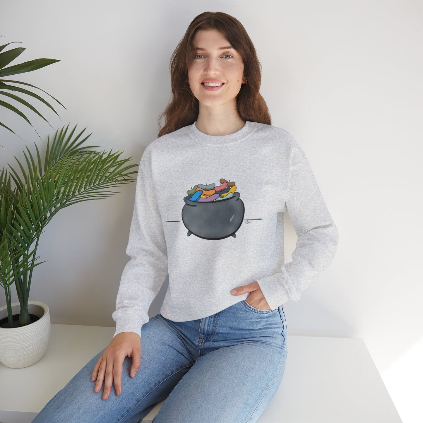 Pot O’Berets | Unisex Heavy Blend™ Crewneck Sweatshirt - Sweatshirt | A quirky, joy-filled design from Have Fun Spread Joy.