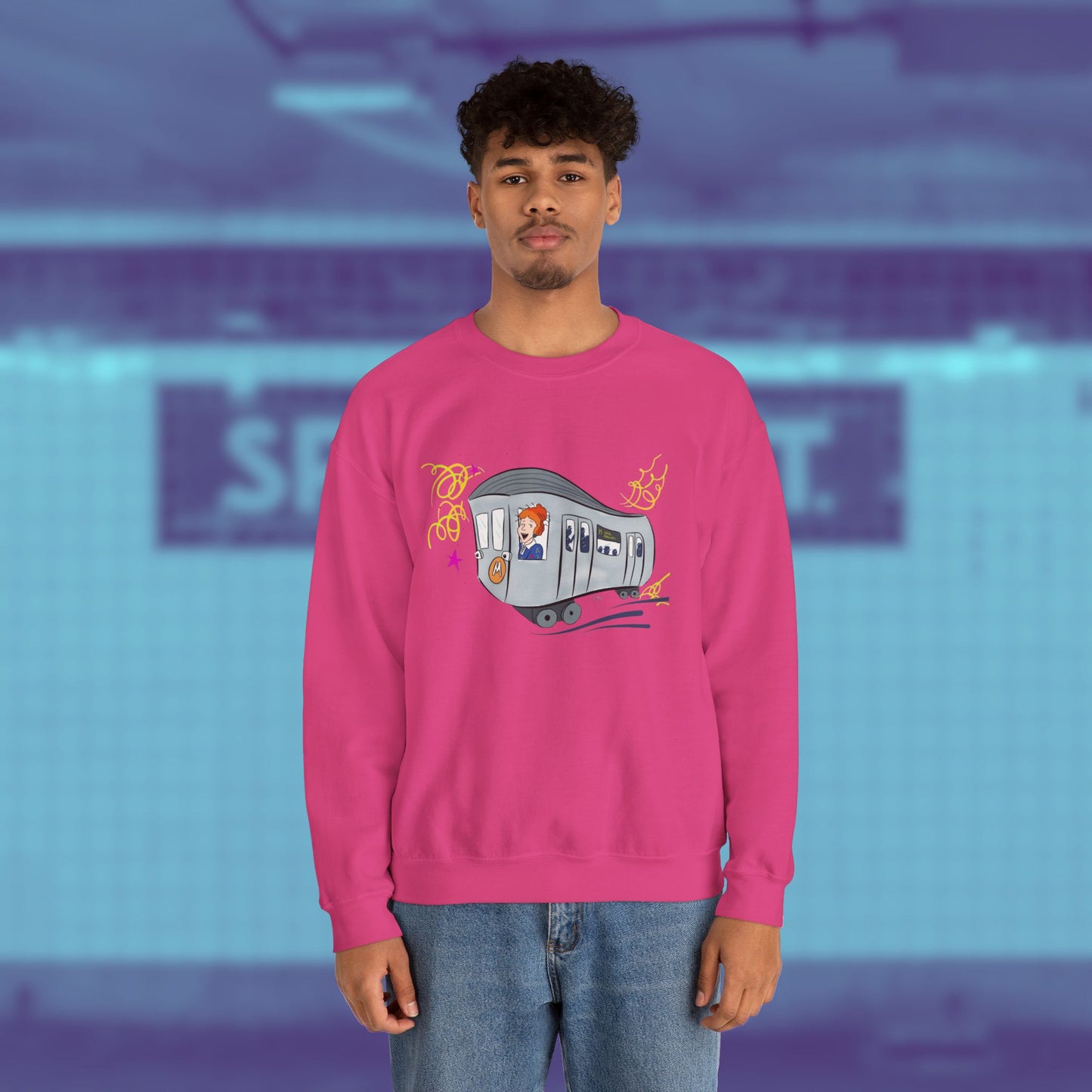 Your Magical Commute | Unisex Heavy Blend™ Crewneck Sweatshirt - Sweatshirt | A quirky, joy-filled design from Have Fun Spread Joy.