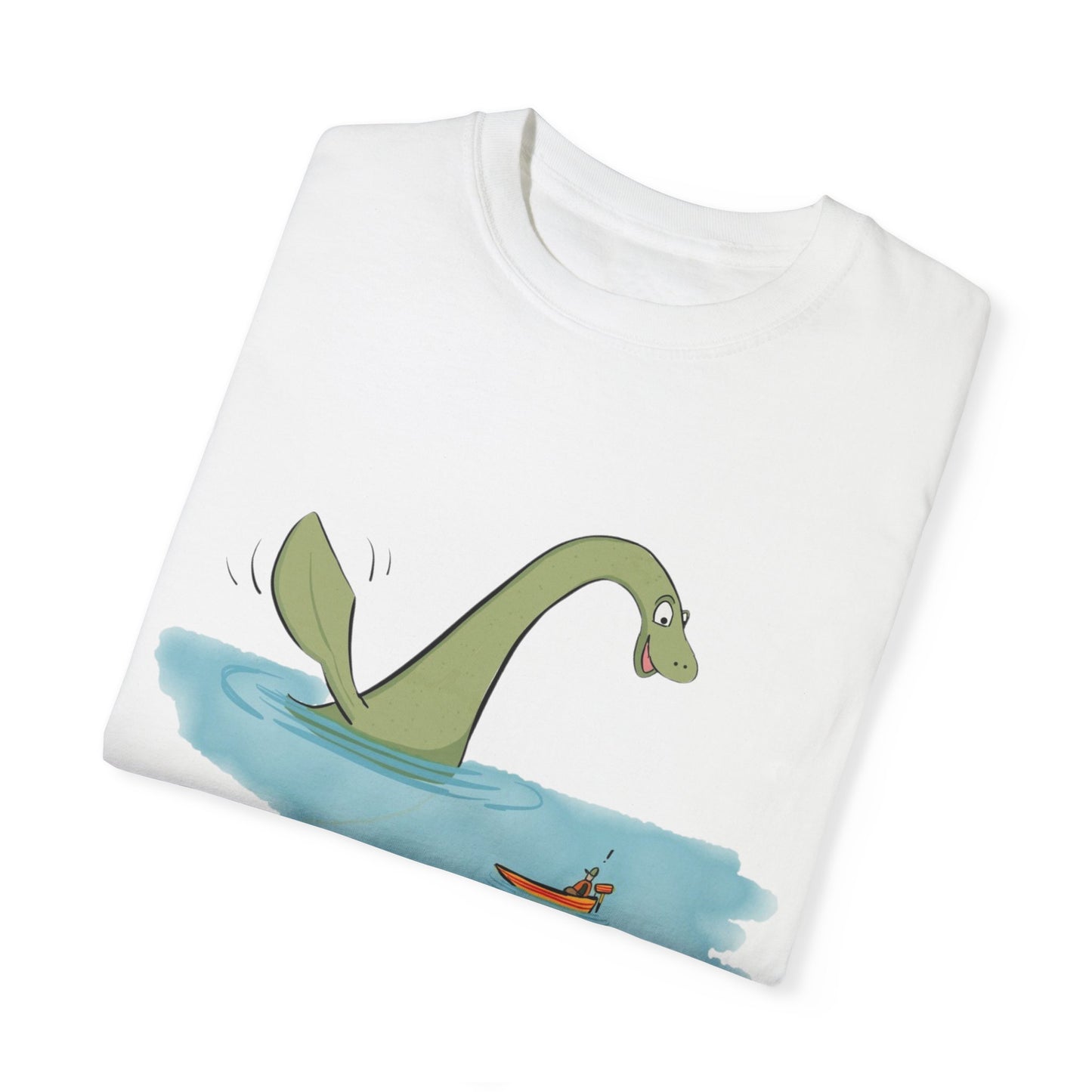 Loch Ness Monster Says Hi Illustrated | Unisex Garment-Dyed T-shirt