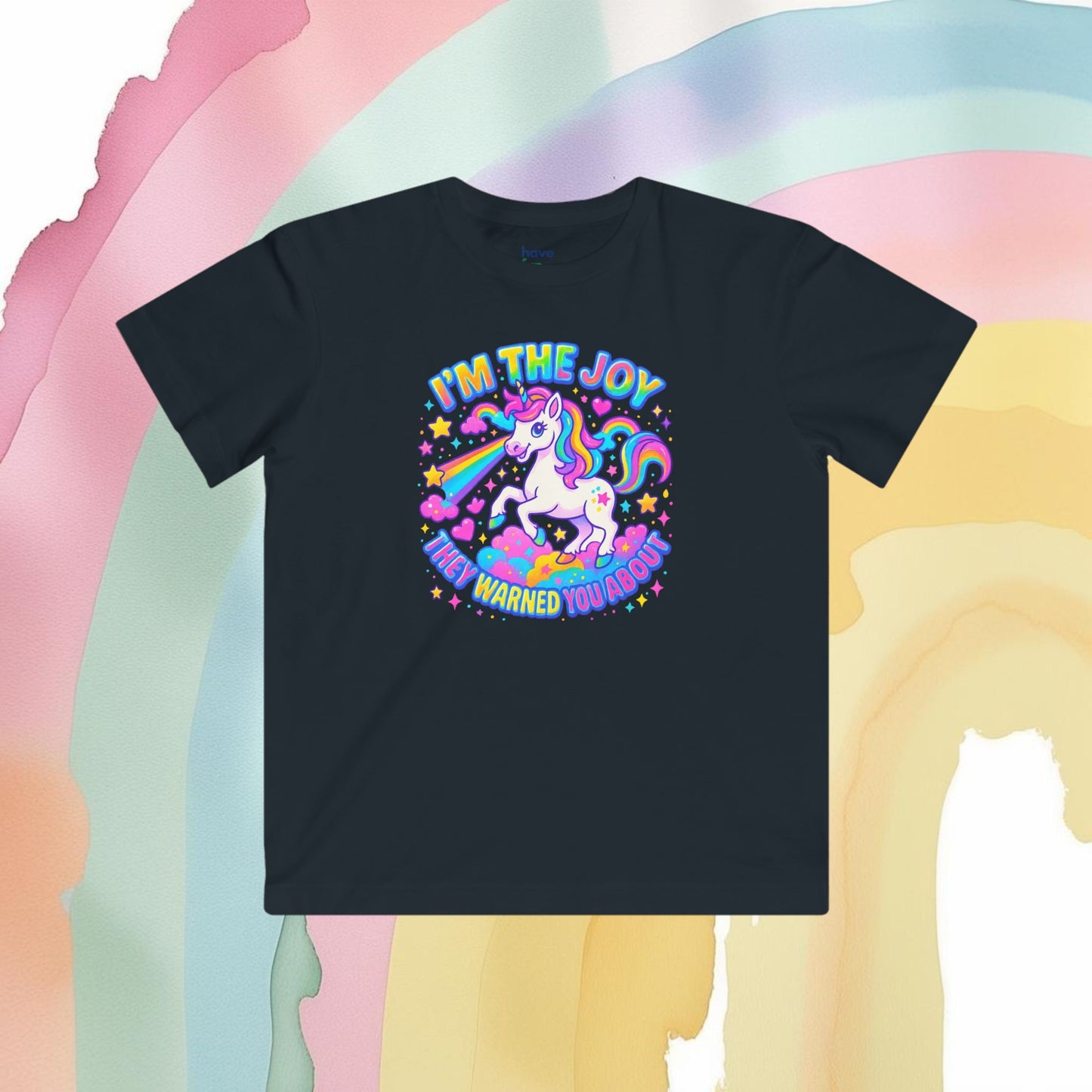 I’m the Joy They Warned You About – Kids' Retro Rainbow Pride T-Shirt