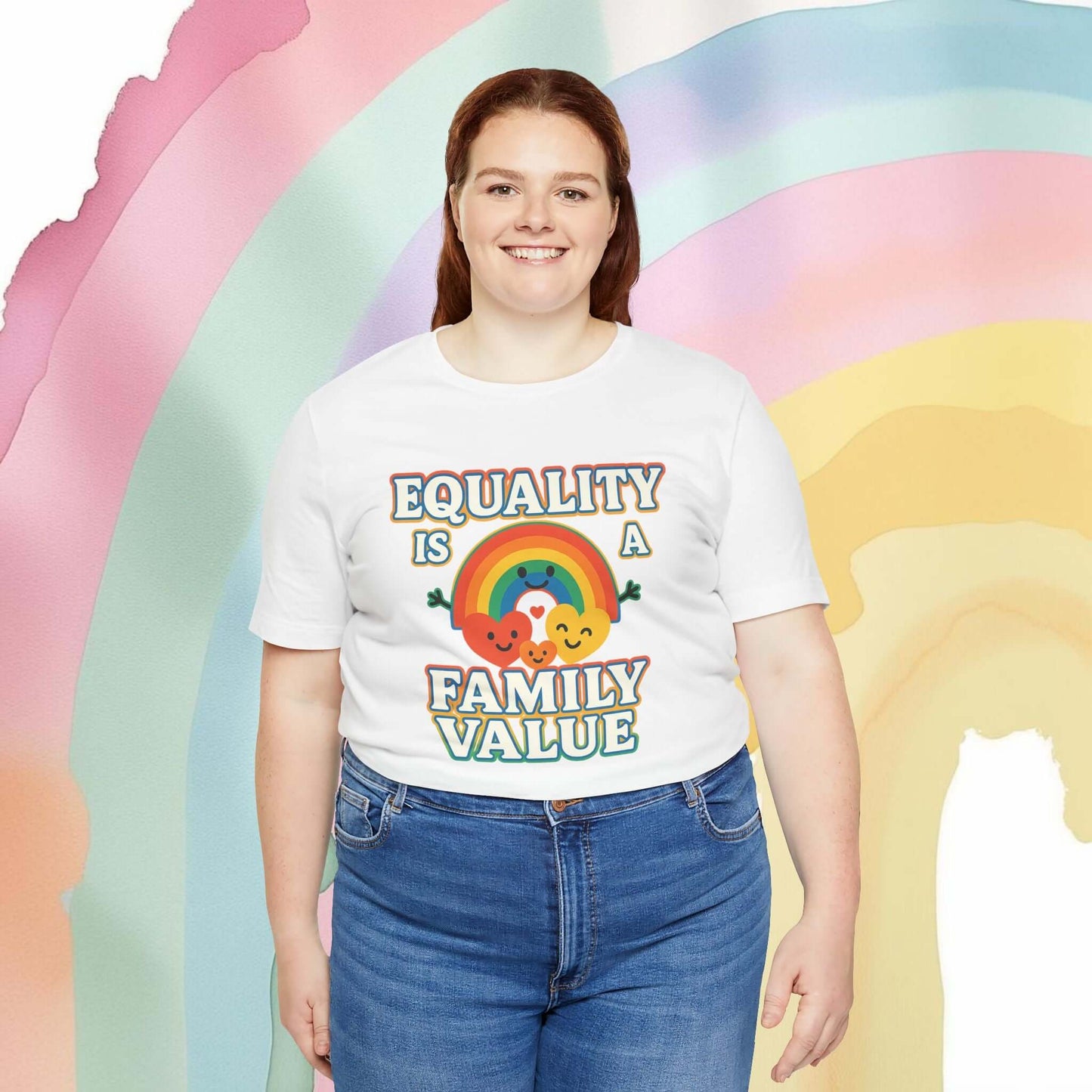 Equality Is a Family Value – Retro Rainbow Pride T-Shirt - T-Shirt | A quirky, joy-filled design from Have Fun Spread Joy.