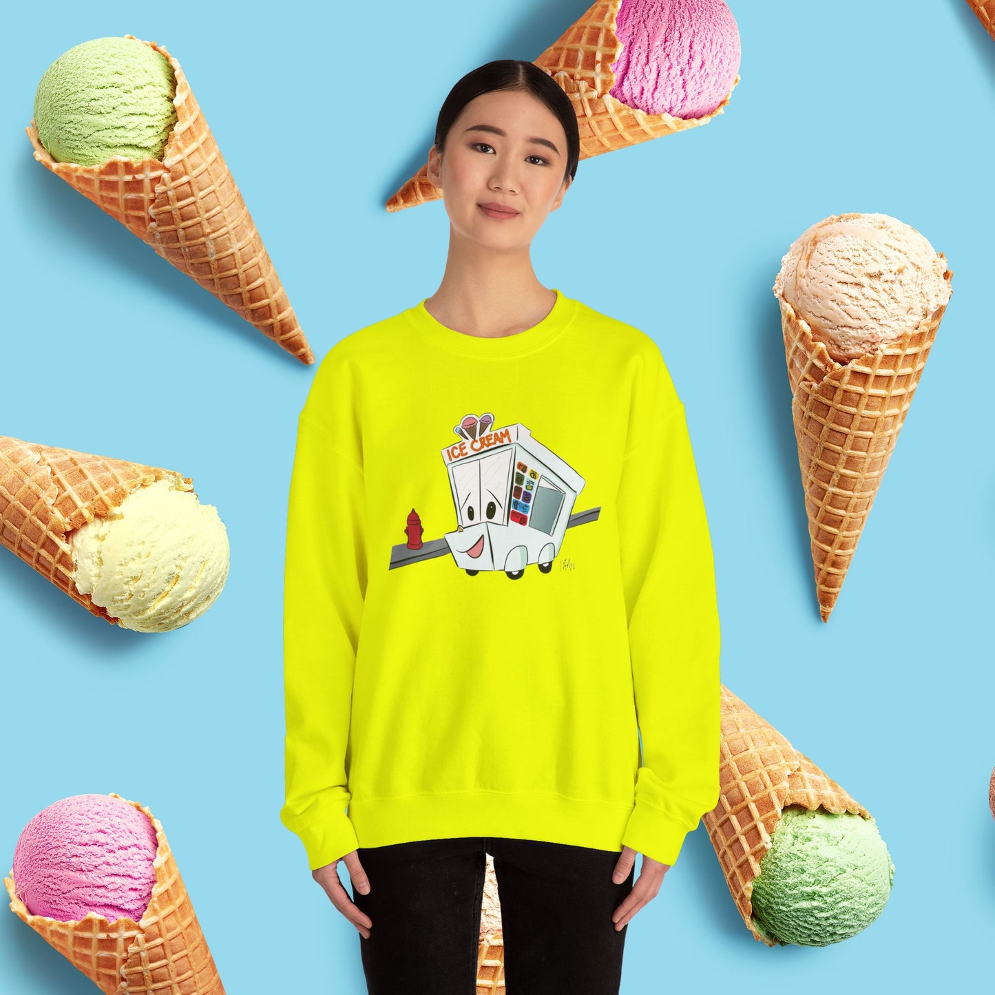 Sundae Driver | Unisex Heavy Blend™ Crewneck Sweatshirt - Sweatshirt | A quirky, joy-filled design from Have Fun Spread Joy.