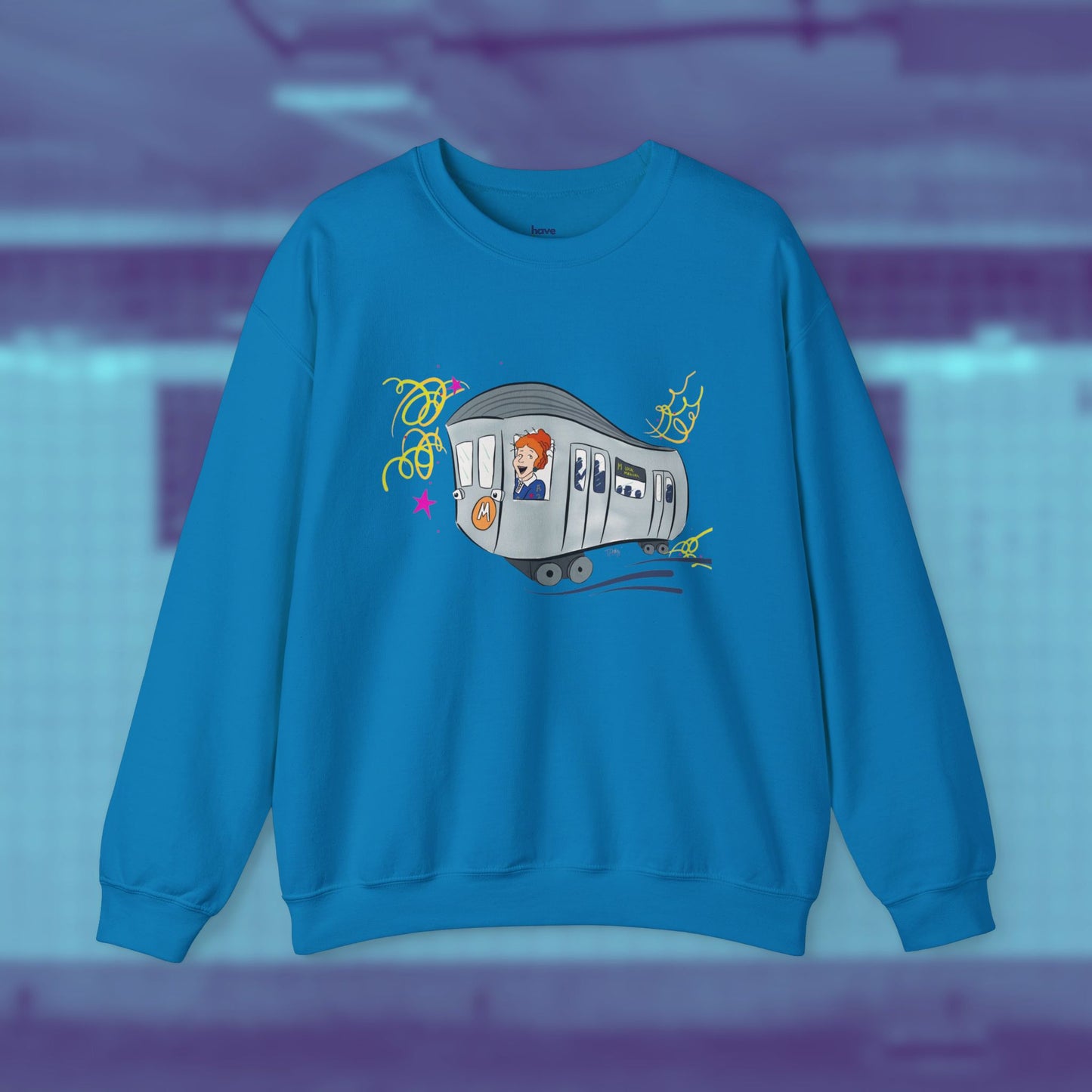 Your Magical Commute | Unisex Heavy Blend™ Crewneck Sweatshirt - Sweatshirt | A quirky, joy-filled design from Have Fun Spread Joy.
