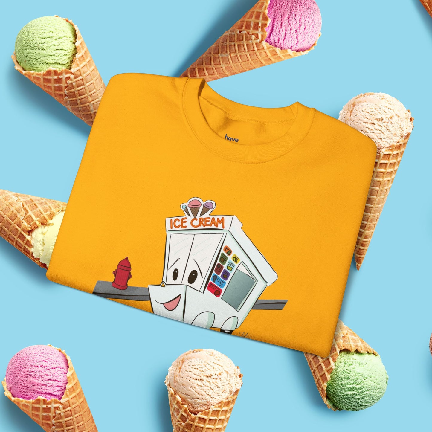 Sundae Driver | Unisex Heavy Blend™ Crewneck Sweatshirt - Sweatshirt | A quirky, joy-filled design from Have Fun Spread Joy.