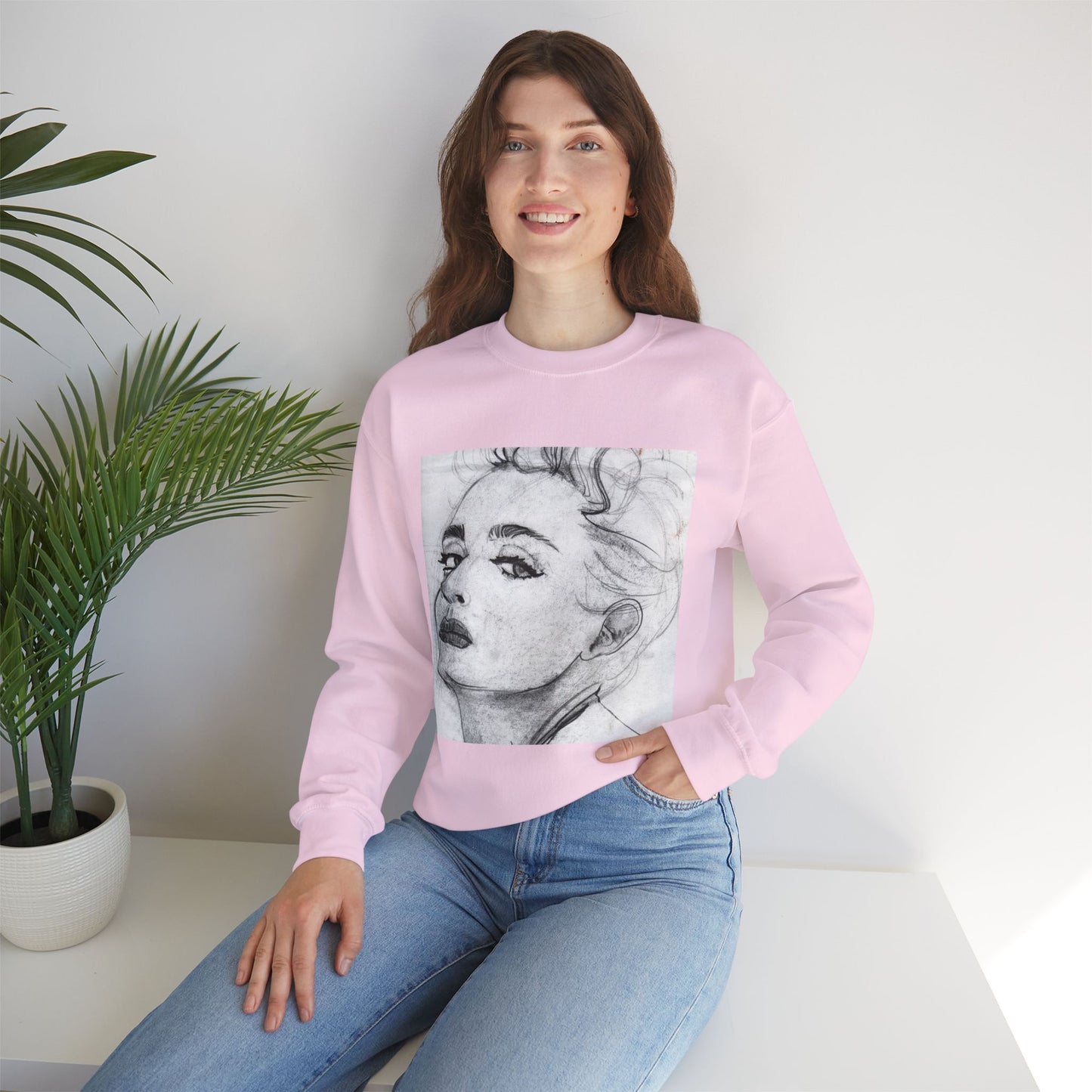 Living in a Material Sweatshirt 💋 | Unisex Heavy Blend™ Crewneck Sweatshirt - Sweatshirt | A quirky, joy-filled design from Have Fun Spread Joy.