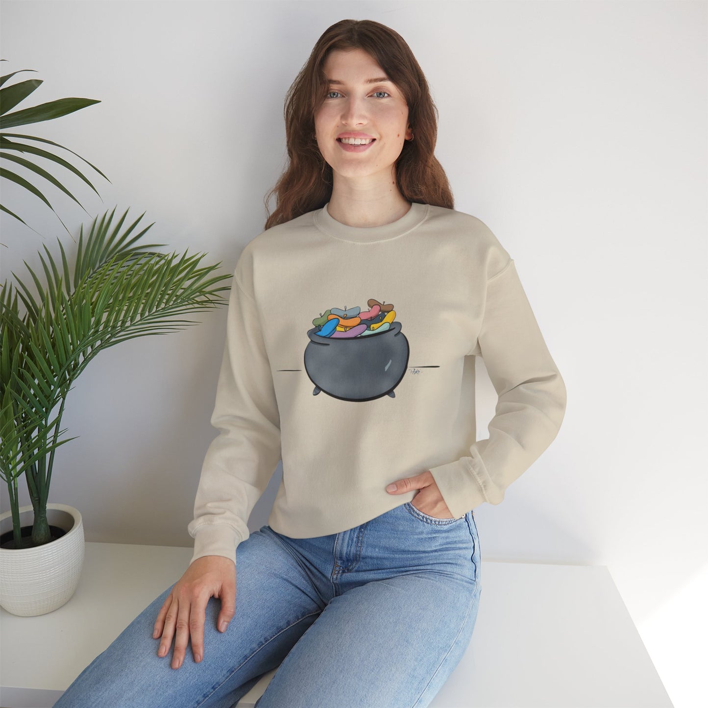 Pot O’Berets | Unisex Heavy Blend™ Crewneck Sweatshirt - Sweatshirt | A quirky, joy-filled design from Have Fun Spread Joy.