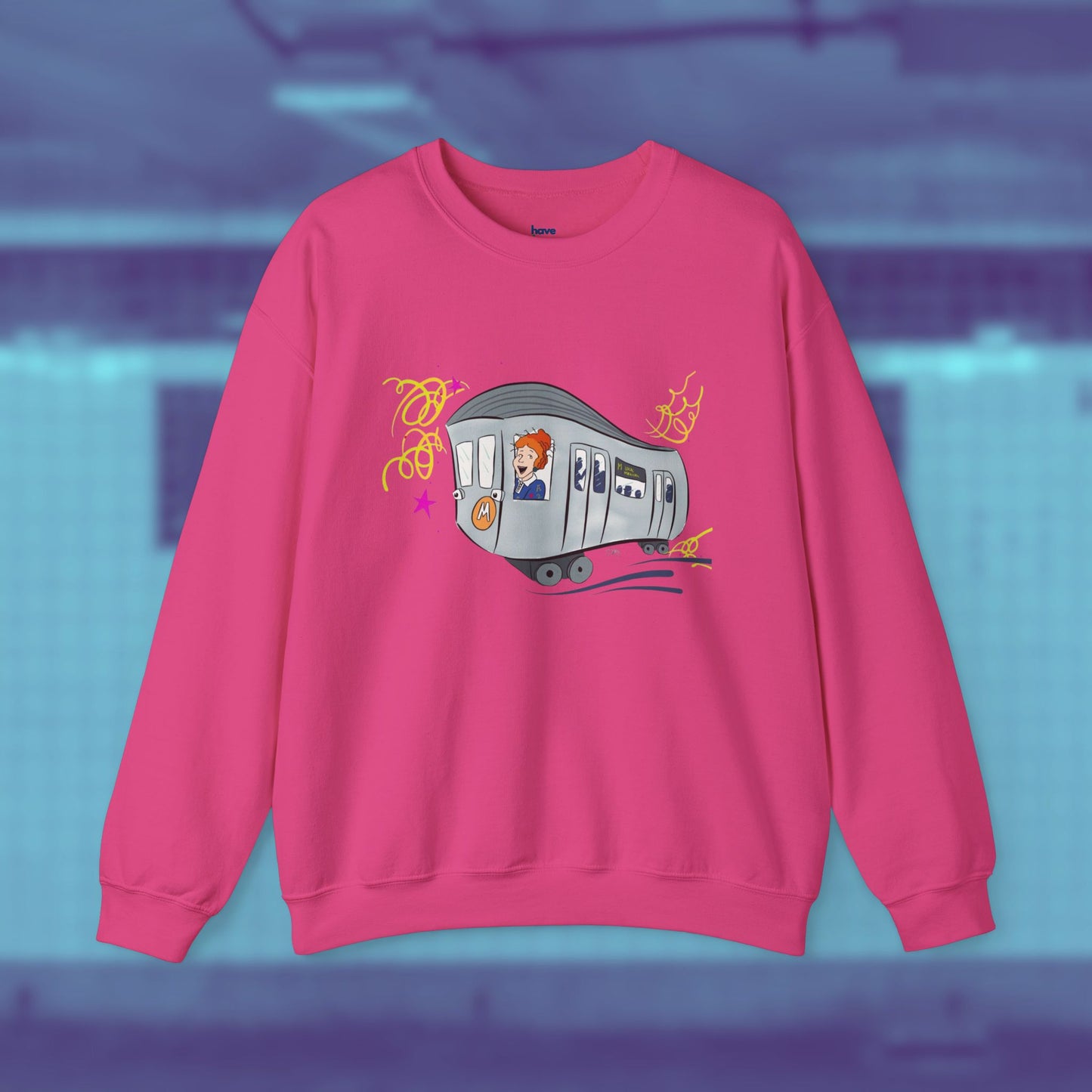 Your Magical Commute | Unisex Heavy Blend™ Crewneck Sweatshirt - Sweatshirt | A quirky, joy-filled design from Have Fun Spread Joy.