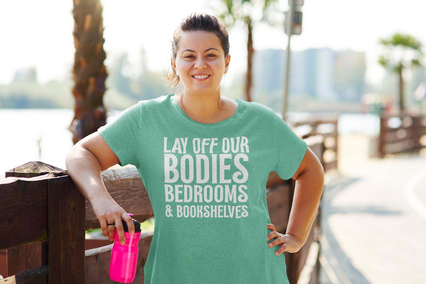 Lay Off Our Bodies, Bedrooms, and Bookshelves – Unisex Tee