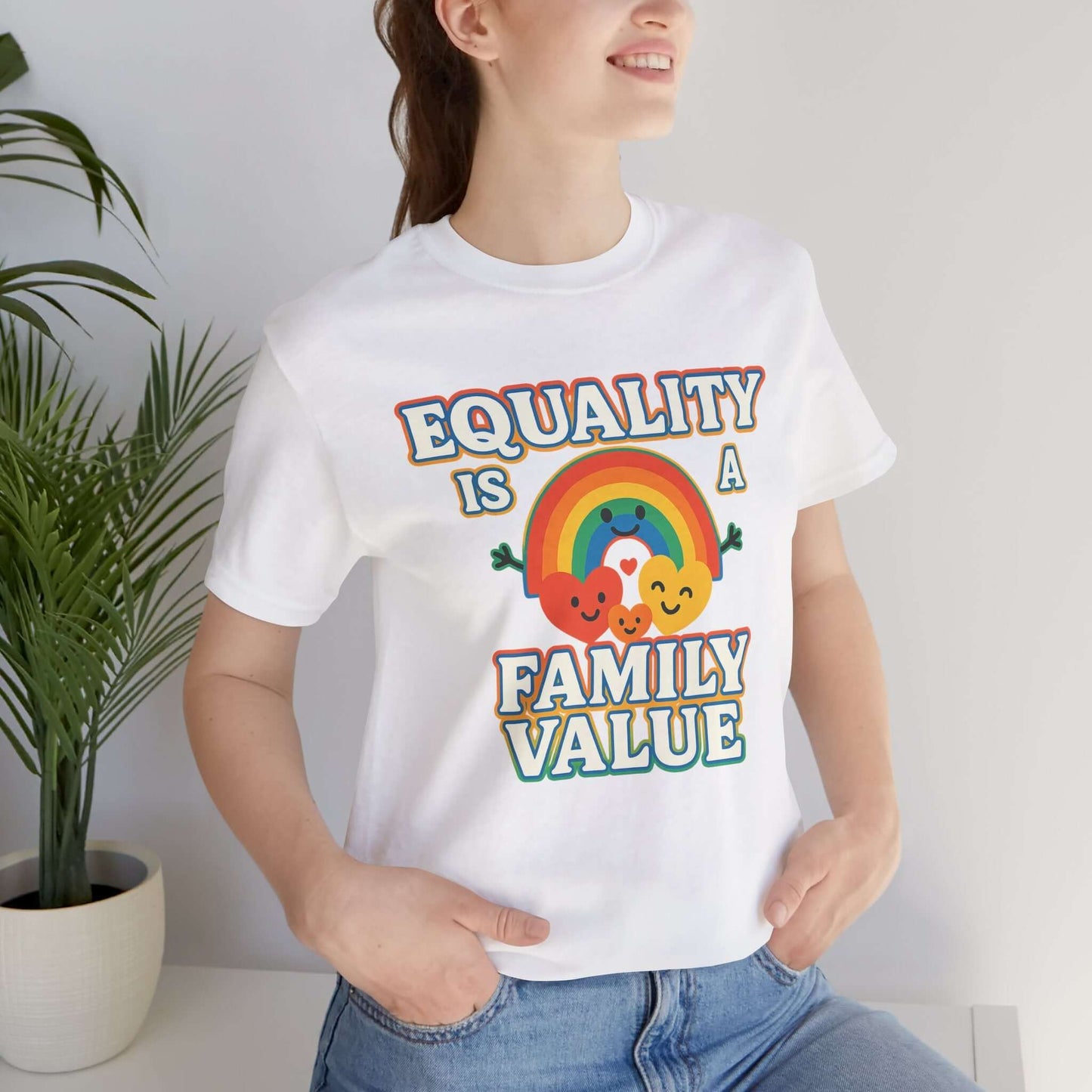 Equality Is a Family Value – Retro Rainbow Pride T-Shirt - T-Shirt | A quirky, joy-filled design from Have Fun Spread Joy.