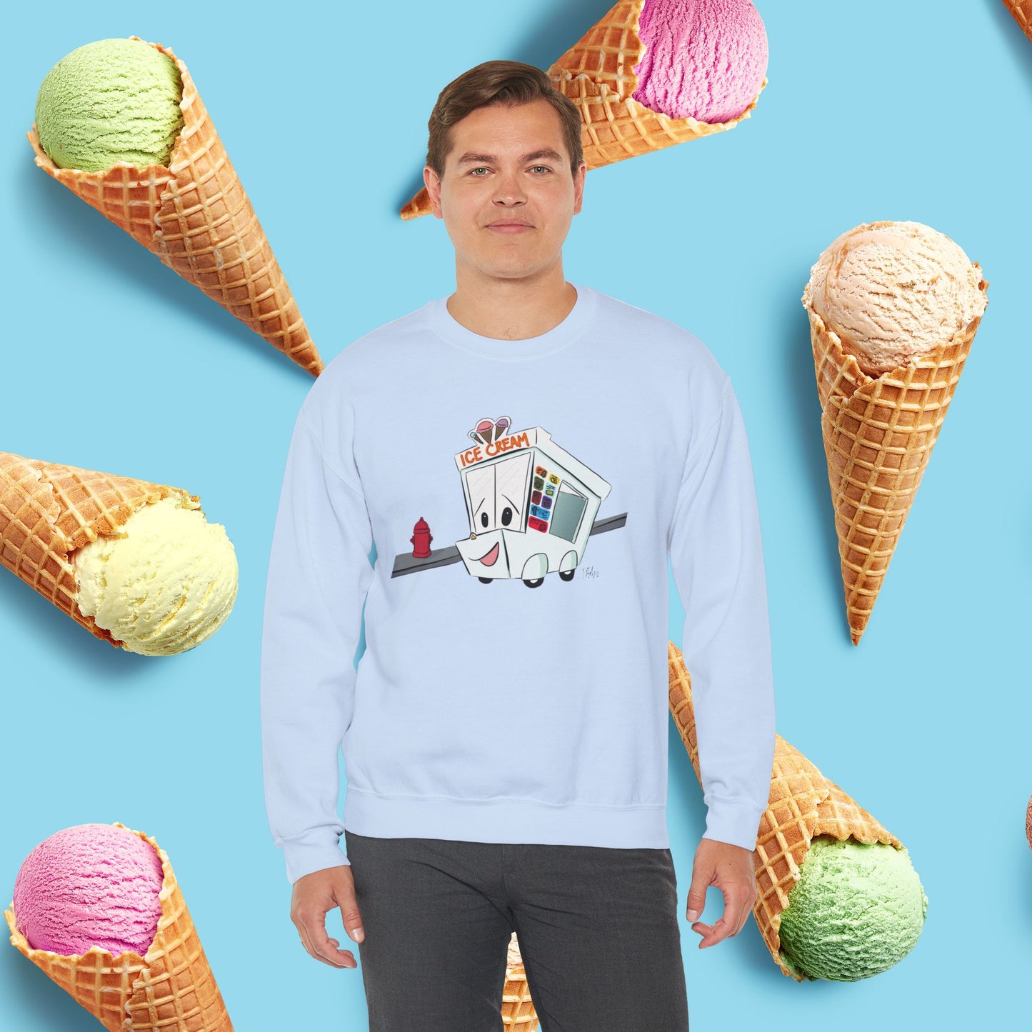 Sundae Driver | Unisex Heavy Blend™ Crewneck Sweatshirt - Sweatshirt | A quirky, joy-filled design from Have Fun Spread Joy.