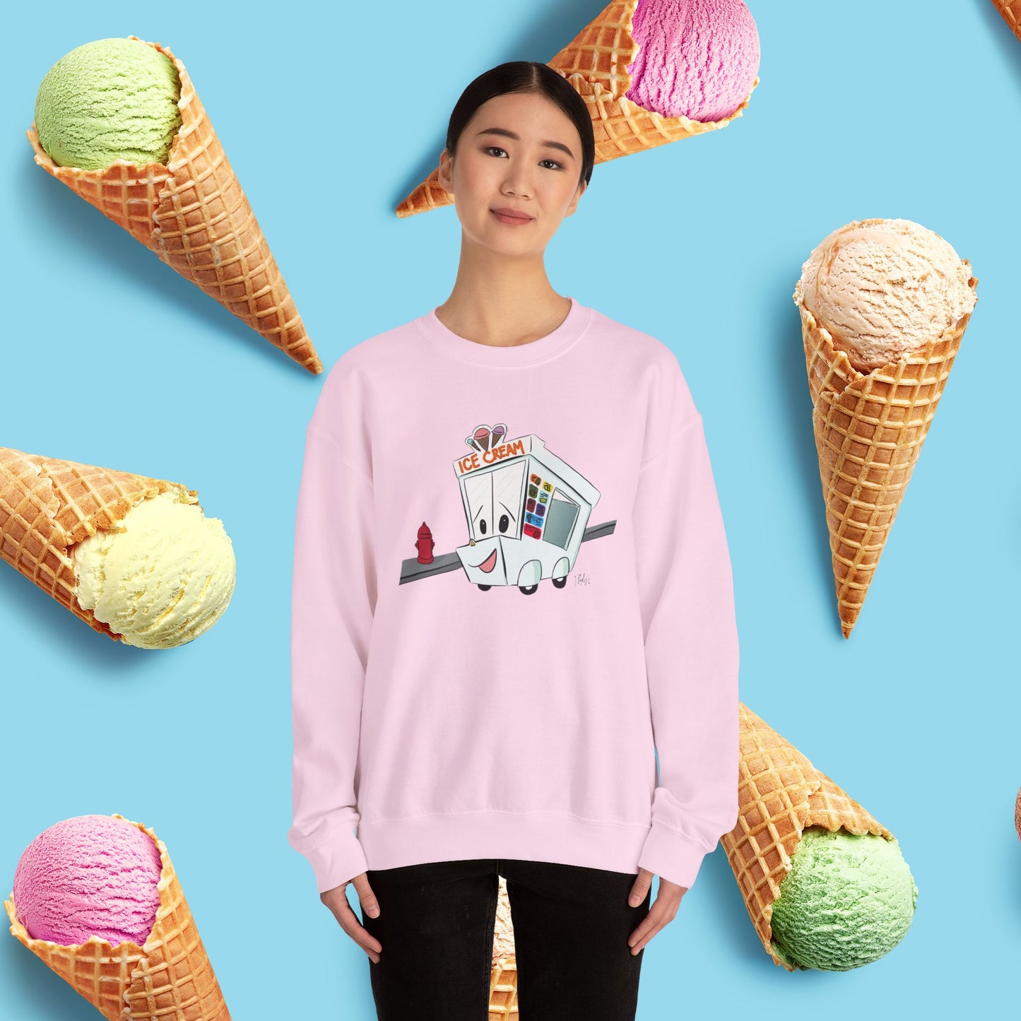 Sundae Driver | Unisex Heavy Blend™ Crewneck Sweatshirt - Sweatshirt | A quirky, joy-filled design from Have Fun Spread Joy.