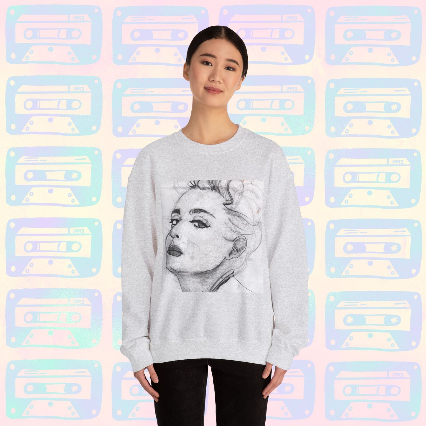 Living in a Material Sweatshirt 💋 | Unisex Heavy Blend™ Crewneck Sweatshirt - Sweatshirt | A quirky, joy-filled design from Have Fun Spread Joy.