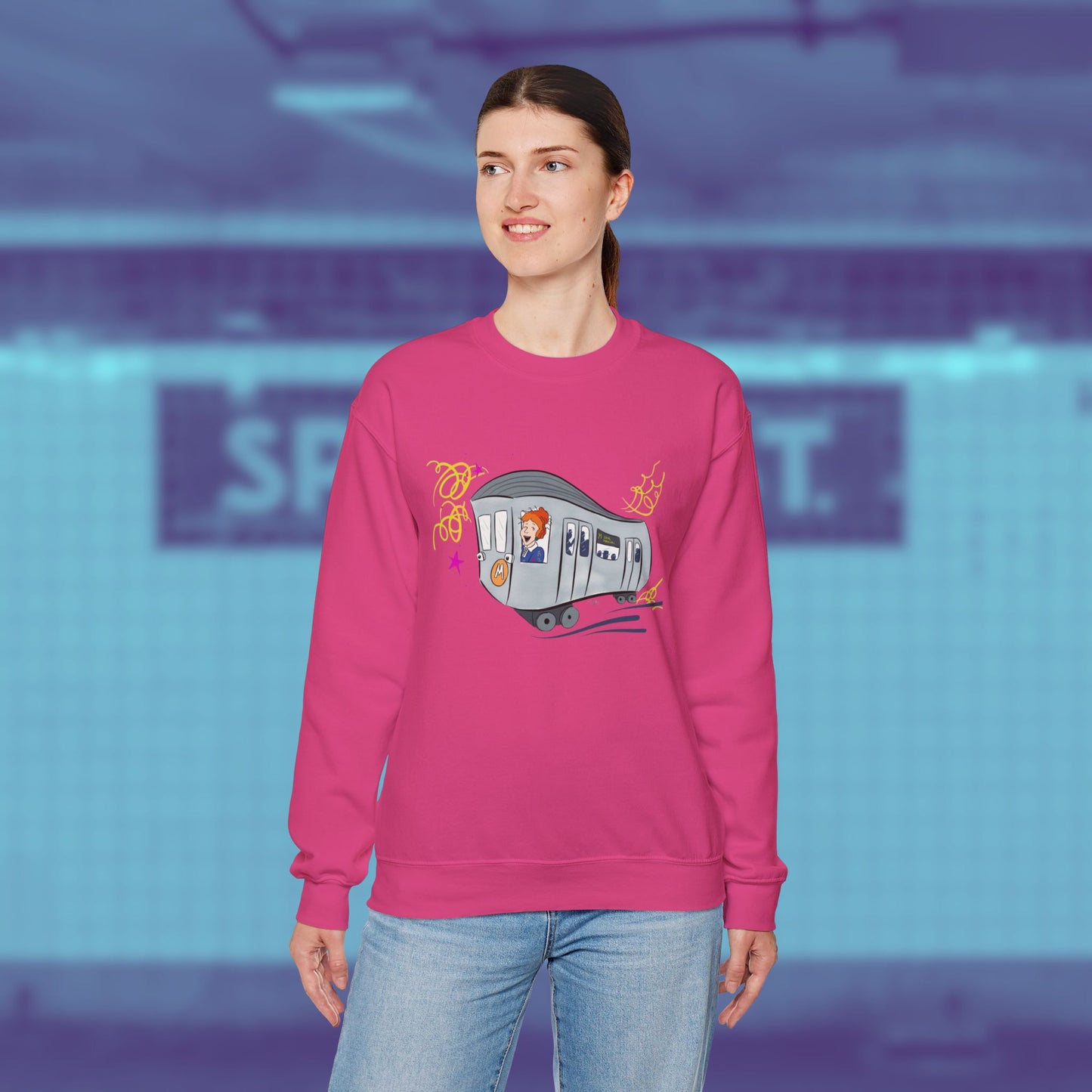 Your Magical Commute | Unisex Heavy Blend™ Crewneck Sweatshirt - Sweatshirt | A quirky, joy-filled design from Have Fun Spread Joy.