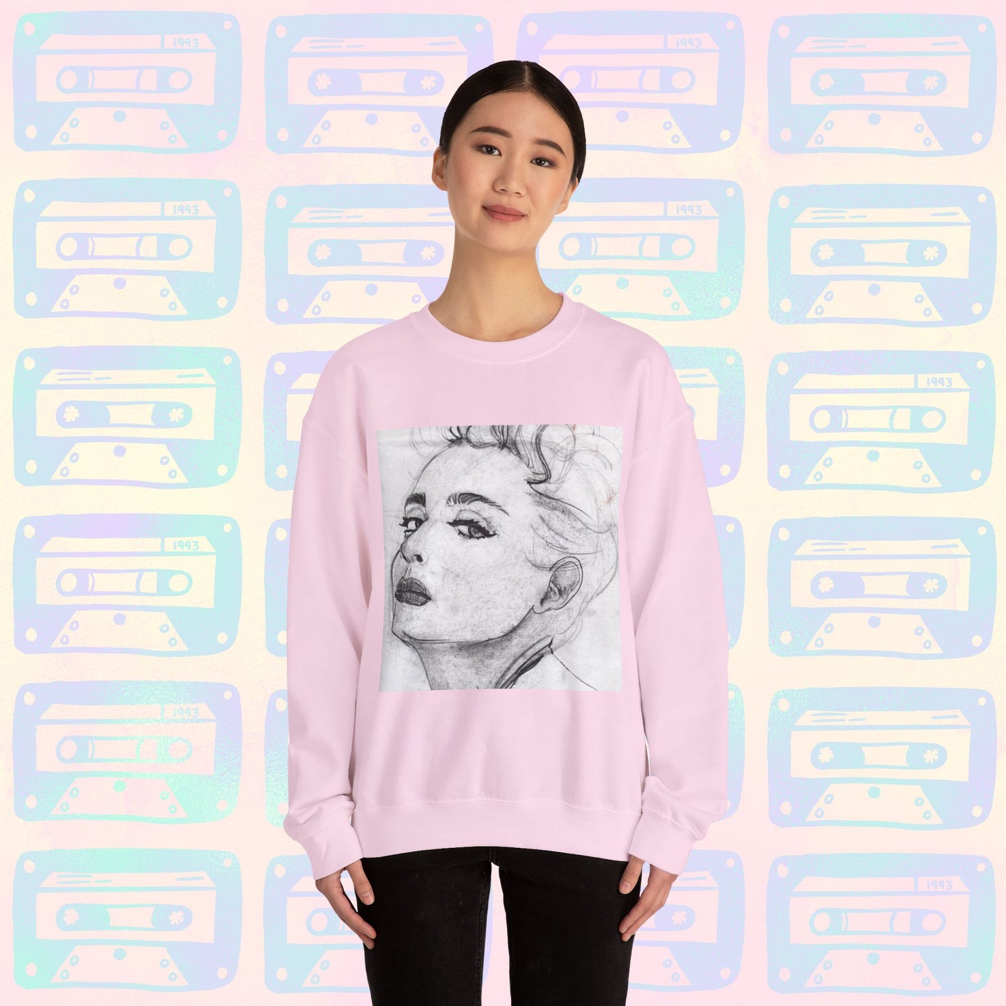Living in a Material Sweatshirt 💋 | Unisex Heavy Blend™ Crewneck Sweatshirt - Sweatshirt | A quirky, joy-filled design from Have Fun Spread Joy.