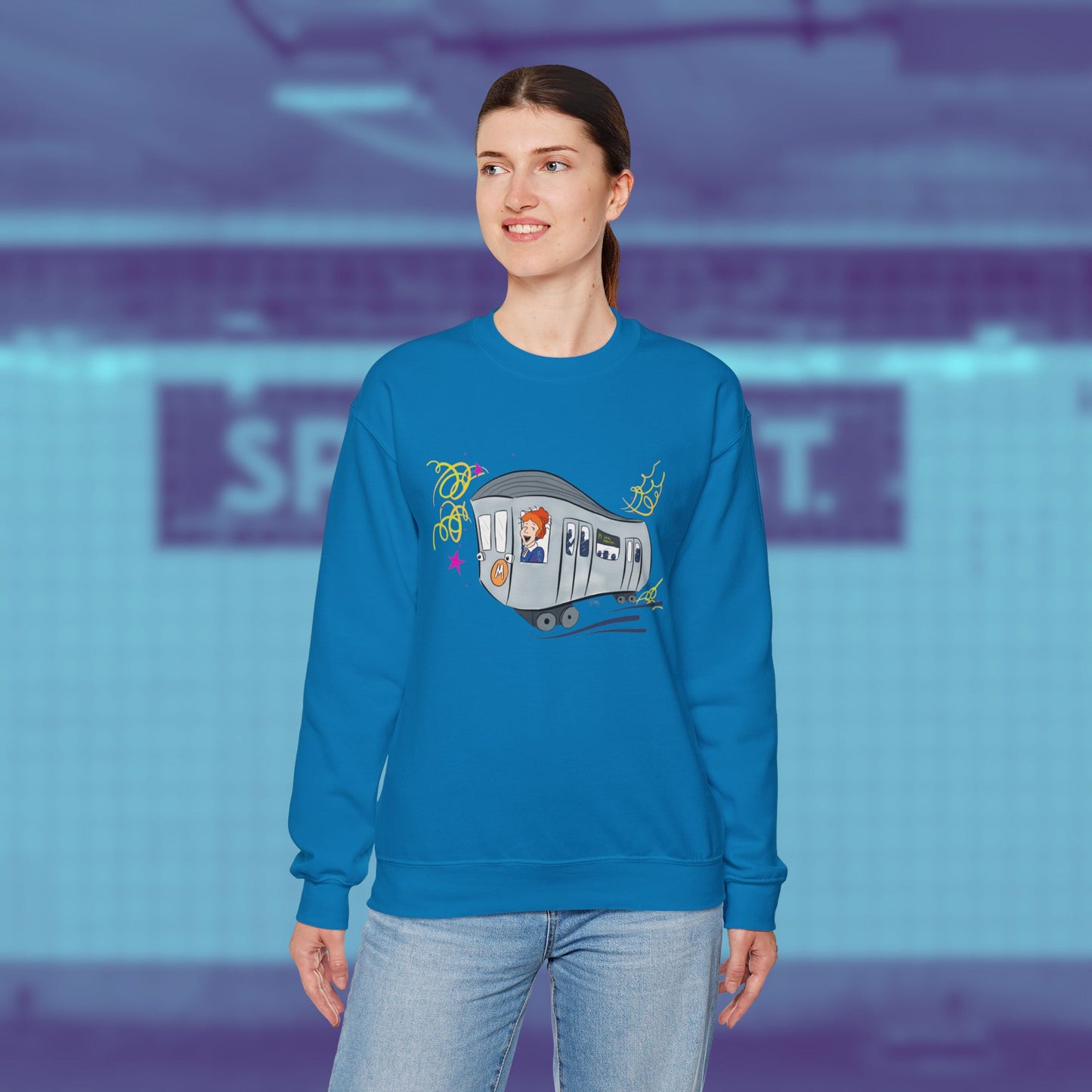 Your Magical Commute | Unisex Heavy Blend™ Crewneck Sweatshirt - Sweatshirt | A quirky, joy-filled design from Have Fun Spread Joy.