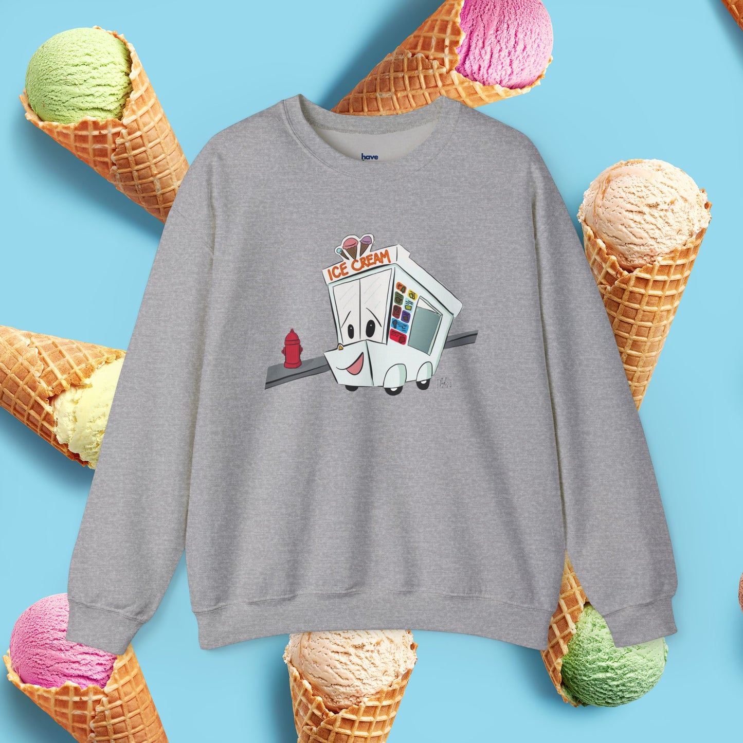 Sundae Driver | Unisex Heavy Blend™ Crewneck Sweatshirt - Sweatshirt | A quirky, joy-filled design from Have Fun Spread Joy.