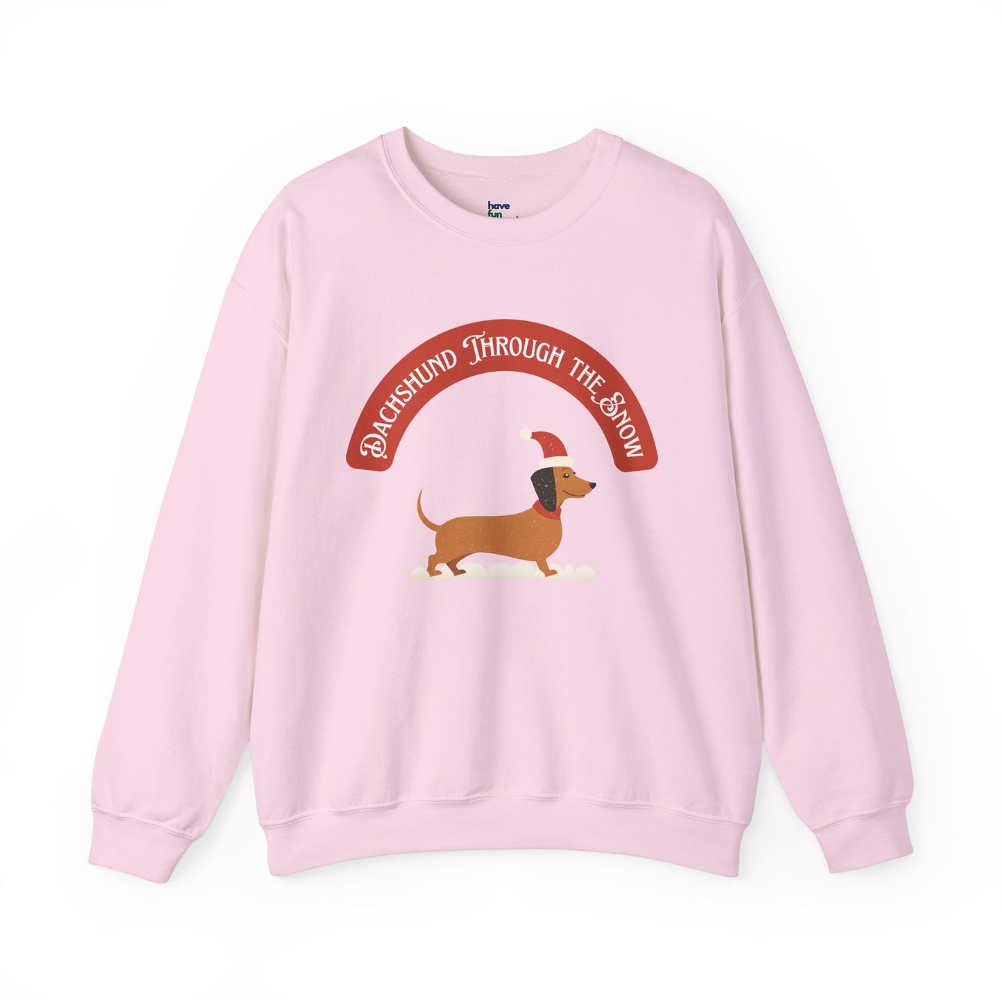 Dachshund Through the Snow | Unisex Heavy Blend™ Crewneck Sweatshirt - Sweatshirt | A quirky, joy-filled design from Have Fun Spread Joy.