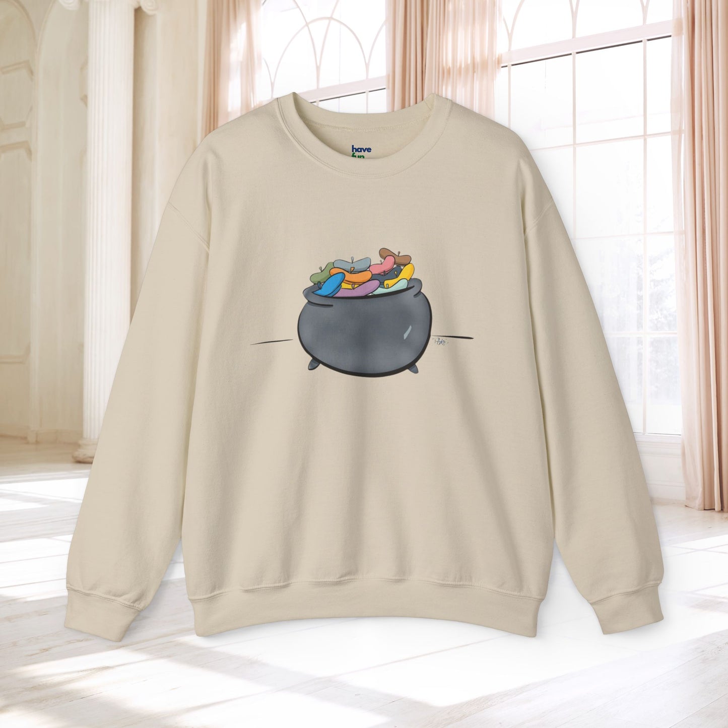 Pot O’Berets | Unisex Heavy Blend™ Crewneck Sweatshirt - Sweatshirt | A quirky, joy-filled design from Have Fun Spread Joy.