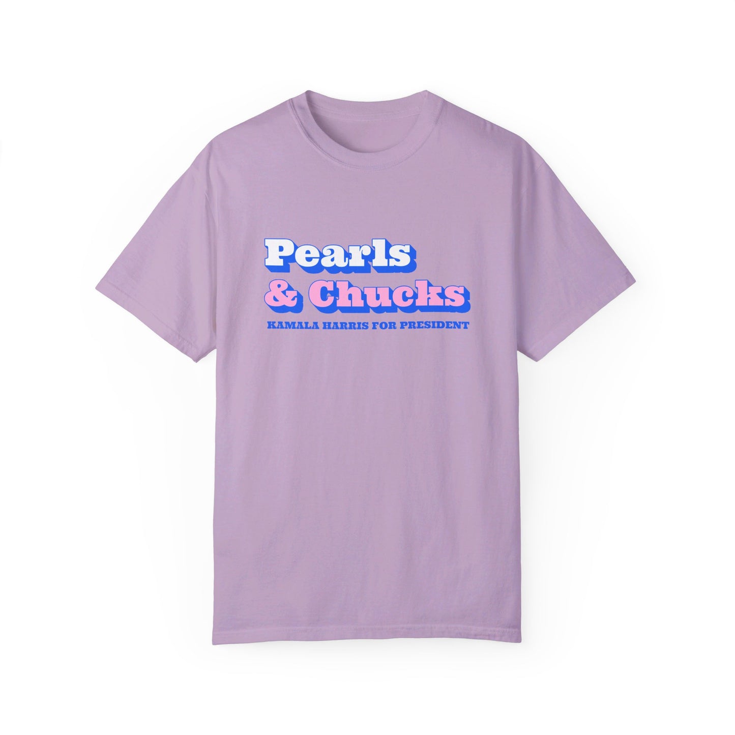 Pearls & Chucks | Kamala Harris for President (Unisex Garment-Dyed T-shirt)