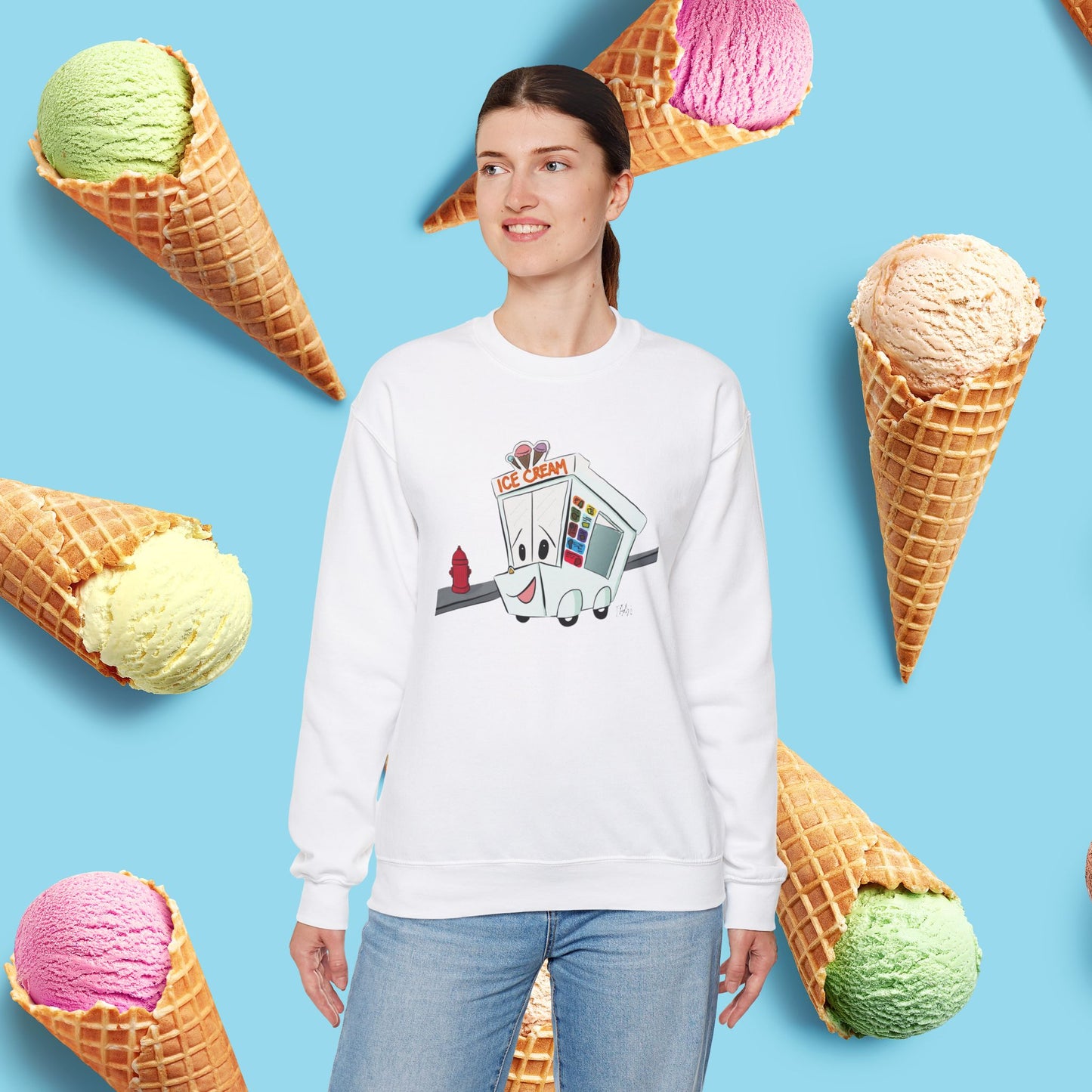 Sundae Driver | Unisex Heavy Blend™ Crewneck Sweatshirt - Sweatshirt | A quirky, joy-filled design from Have Fun Spread Joy.