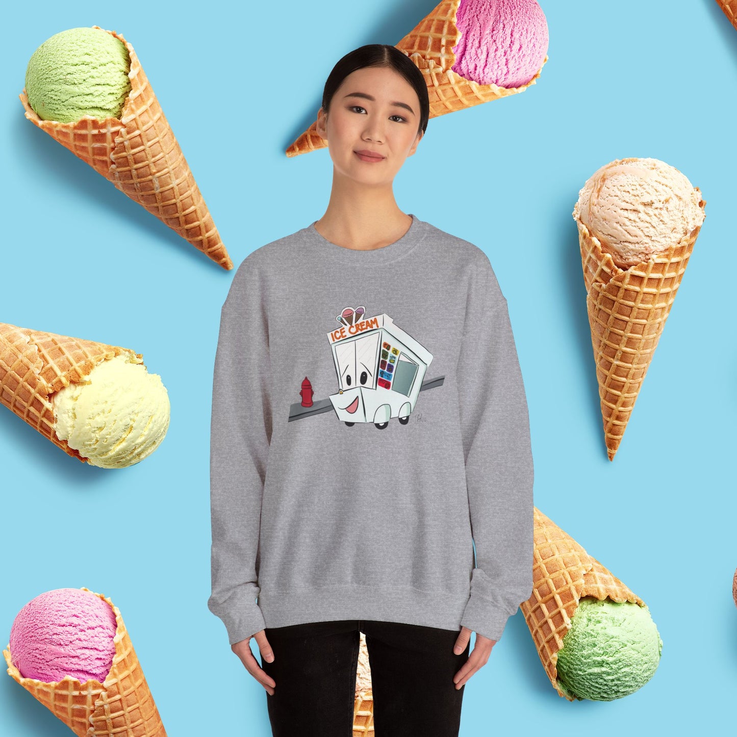 Sundae Driver | Unisex Heavy Blend™ Crewneck Sweatshirt - Sweatshirt | A quirky, joy-filled design from Have Fun Spread Joy.