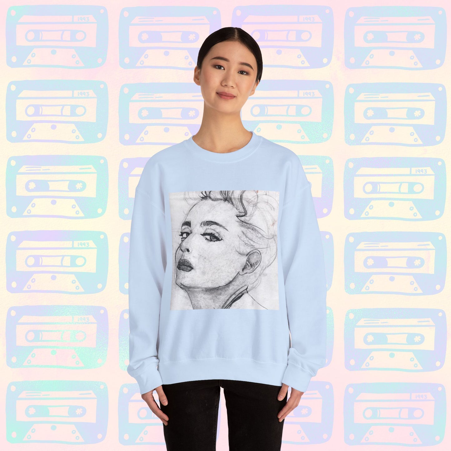 Living in a Material Sweatshirt 💋 | Unisex Heavy Blend™ Crewneck Sweatshirt - Sweatshirt | A quirky, joy-filled design from Have Fun Spread Joy.