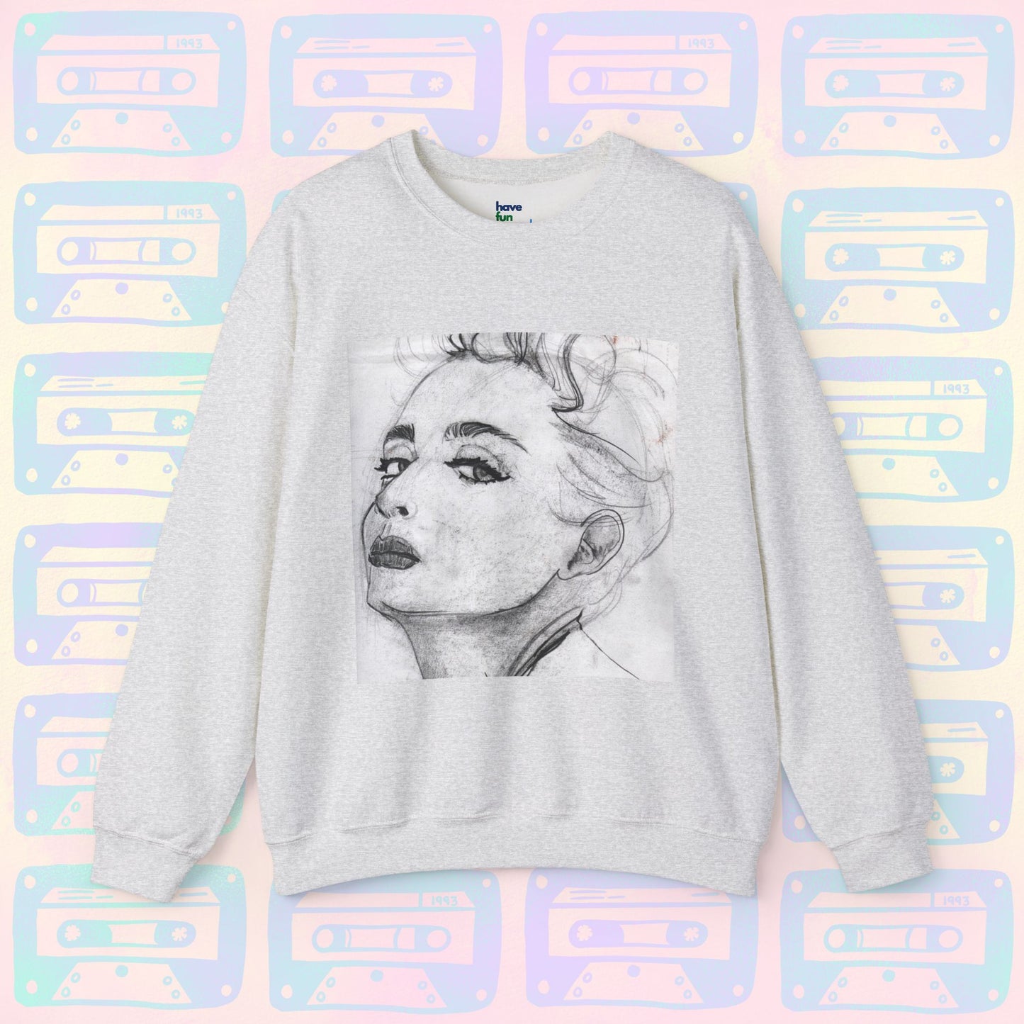 Living in a Material Sweatshirt 💋 | Unisex Heavy Blend™ Crewneck Sweatshirt - Sweatshirt | A quirky, joy-filled design from Have Fun Spread Joy.