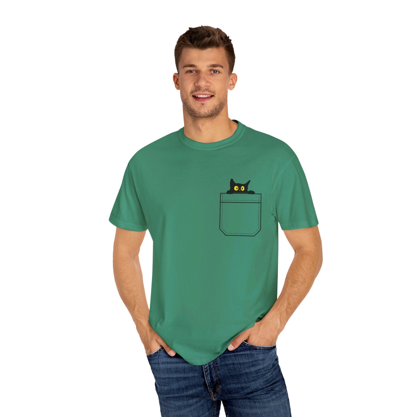 Pocket Cat T-Shirt | Unisex Garment-Dyed T-shirt