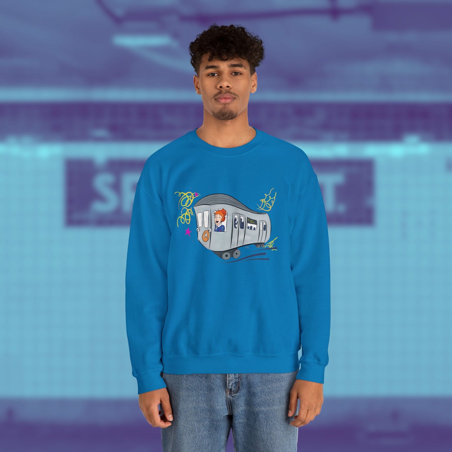 Your Magical Commute | Unisex Heavy Blend™ Crewneck Sweatshirt - Sweatshirt | A quirky, joy-filled design from Have Fun Spread Joy.