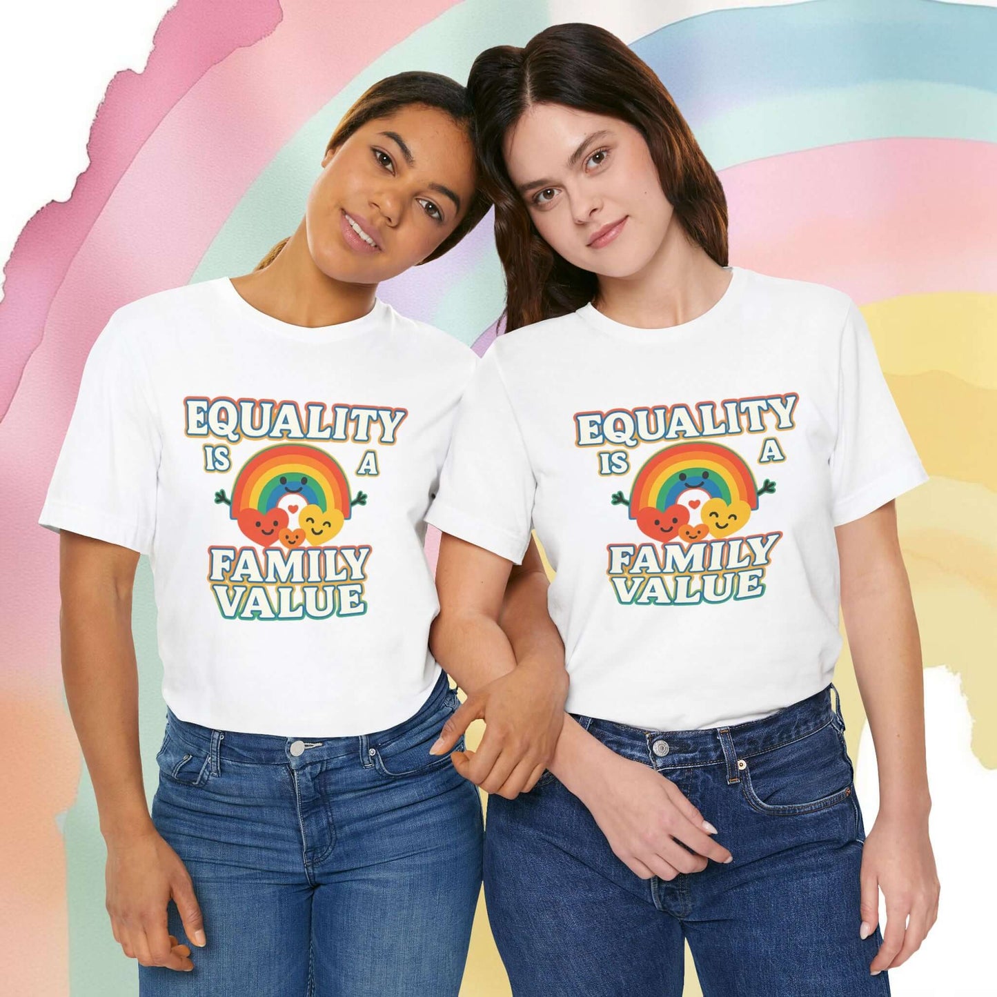 Equality Is a Family Value – Retro Rainbow Pride T-Shirt - T-Shirt | A quirky, joy-filled design from Have Fun Spread Joy.