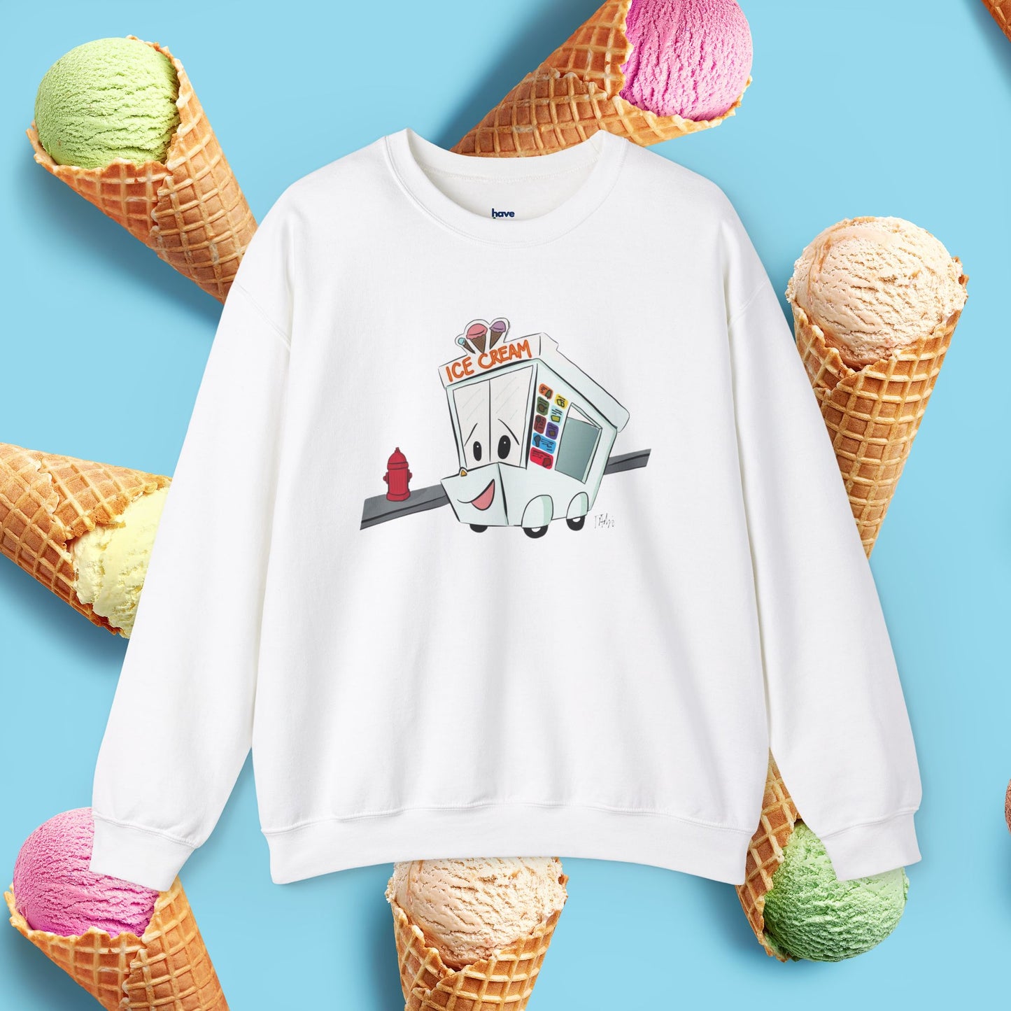 Sundae Driver | Unisex Heavy Blend™ Crewneck Sweatshirt - Sweatshirt | A quirky, joy-filled design from Have Fun Spread Joy.