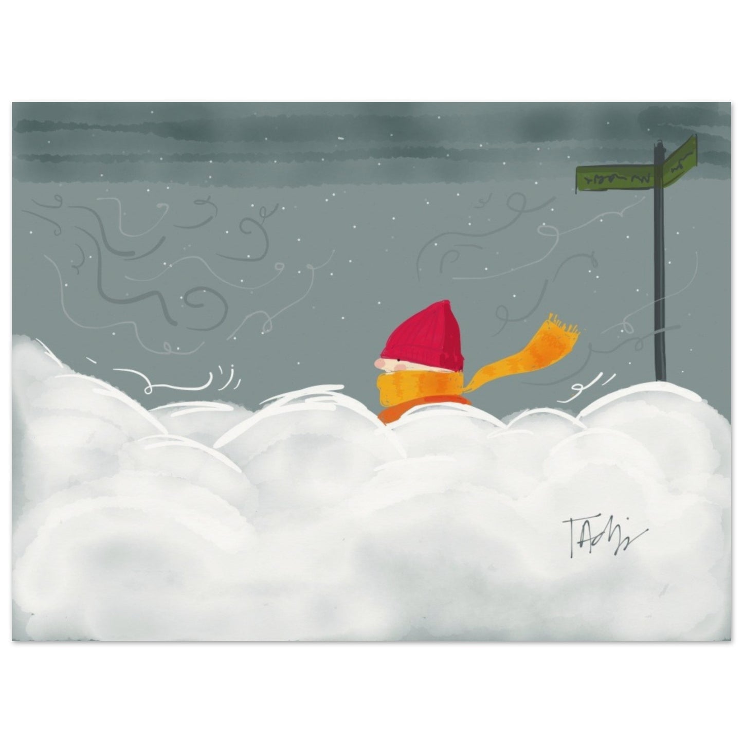 Wintry Walk | Museum-Quality Matte Paper Poster - Art | A quirky, joy-filled design from Have Fun Spread Joy.