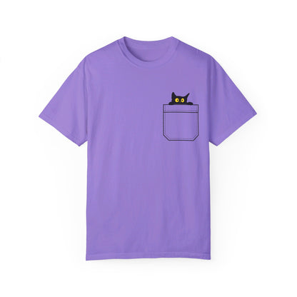 Pocket Cat T-Shirt | Unisex Garment-Dyed T-shirt - T-Shirt | A quirky, joy-filled design from Have Fun Spread Joy.