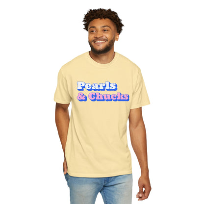 Pearls & Chucks General (Unisex Garment-Dyed T-shirt) - T-Shirt | A quirky, joy-filled design from Have Fun Spread Joy.