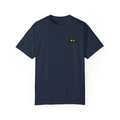 Pocket Cat T-Shirt | Unisex Garment-Dyed T-shirt - T-Shirt | A quirky, joy-filled design from Have Fun Spread Joy.