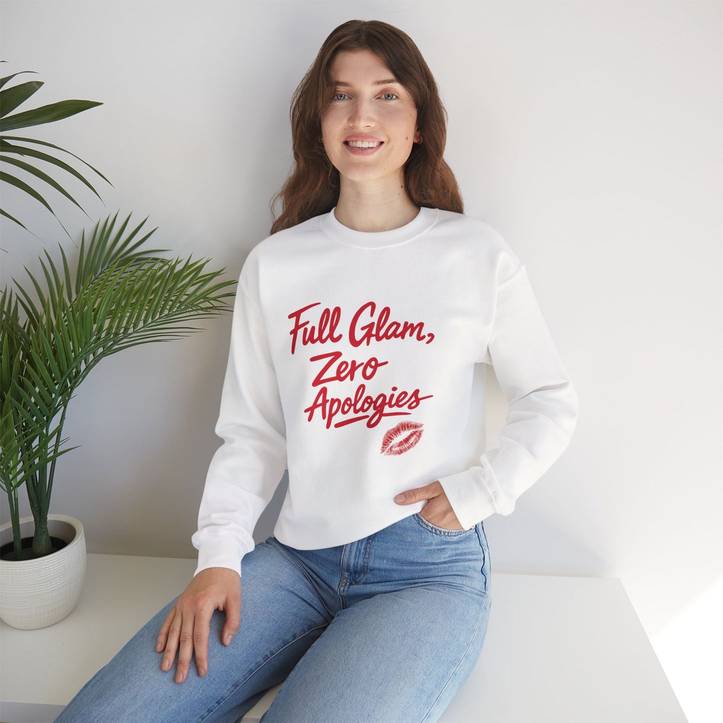 Full Glam, Zero Apologies | Unisex Graphic Crewneck Sweatshirt