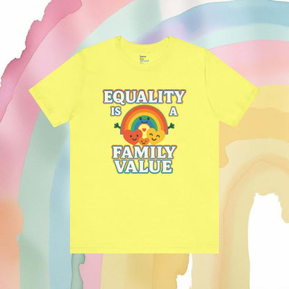 Equality Is a Family Value – Retro Rainbow Pride T-Shirt - T-Shirt | A quirky, joy-filled design from Have Fun Spread Joy.