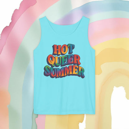 Hot Queer Summer Unisex Tank Top – LGBTQ+ Pride Clothing - Tank Top | A quirky, joy-filled design from Have Fun Spread Joy.