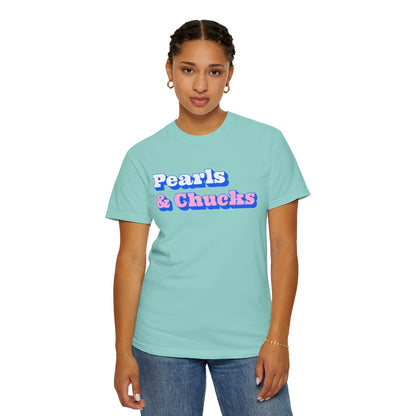 Pearls & Chucks General (Unisex Garment-Dyed T-shirt) - T-Shirt | A quirky, joy-filled design from Have Fun Spread Joy.