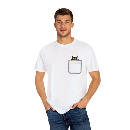 Pocket Cat T-Shirt | Unisex Garment-Dyed T-shirt - T-Shirt | A quirky, joy-filled design from Have Fun Spread Joy.