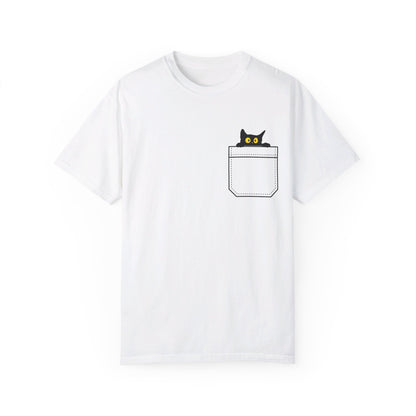 Pocket Cat T-Shirt | Unisex Garment-Dyed T-shirt - T-Shirt | A quirky, joy-filled design from Have Fun Spread Joy.