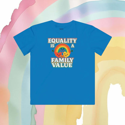 Equality Is a Family Value – Kids' Retro Rainbow Pride T-Shirt - Kids clothes | A quirky, joy-filled design from Have Fun Spread Joy.