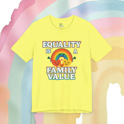 Equality Is a Family Value – Retro Rainbow Pride T-Shirt - T-Shirt | A quirky, joy-filled design from Have Fun Spread Joy.