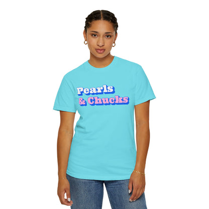 Pearls & Chucks General (Unisex Garment-Dyed T-shirt) - T-Shirt | A quirky, joy-filled design from Have Fun Spread Joy.