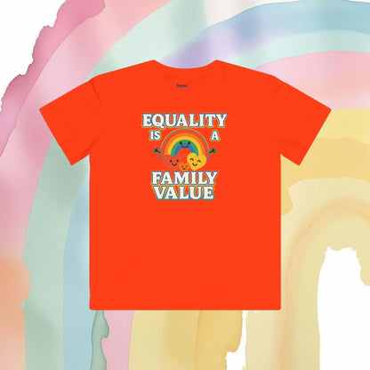 Equality Is a Family Value – Kids' Retro Rainbow Pride T-Shirt - Kids clothes | A quirky, joy-filled design from Have Fun Spread Joy.
