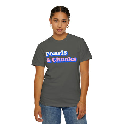 Pearls & Chucks General (Unisex Garment-Dyed T-shirt) - T-Shirt | A quirky, joy-filled design from Have Fun Spread Joy.