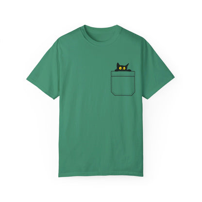 Pocket Cat T-Shirt | Unisex Garment-Dyed T-shirt - T-Shirt | A quirky, joy-filled design from Have Fun Spread Joy.