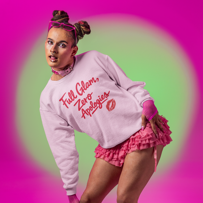Full Glam, Zero Apologies | Unisex Graphic Crewneck Sweatshirt