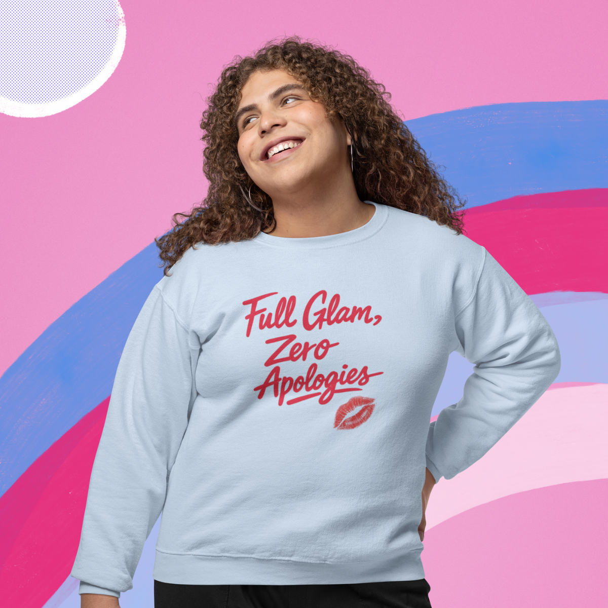 Full Glam, Zero Apologies | Unisex Graphic Crewneck Sweatshirt